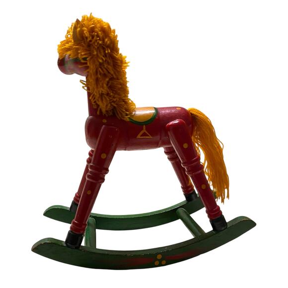 VTG 8.5" Tall Handpainted Wooden Rocking Horse Christmas Holiday Mantle Decor - Picture 2 of 16